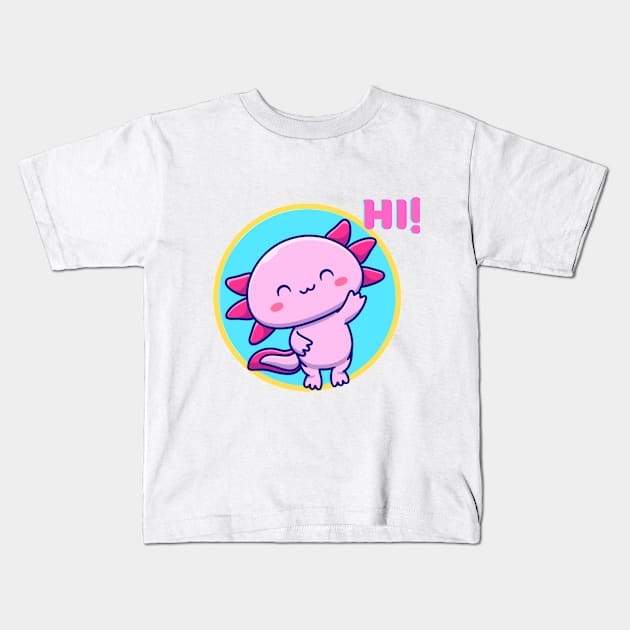 Cute Axolotl Smile Kids T-Shirt by MinimalSpace